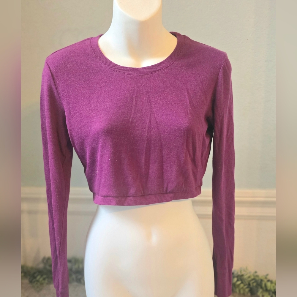 Color Story Deep Purple Knit Cropped Sweater | Size Med